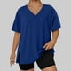thumbnail image 2 of Mujeres Más Tamaño Manga Larga Tops con Cuello en V, Color Sólido Doblado Hendidura Suéter para el Uso Casual Diario en el Hogar, 2 of 6