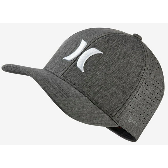 Hurley Men's Hat Phantom 4.0 Flex Fit Cap (Small/Medium, Black Heather/White)