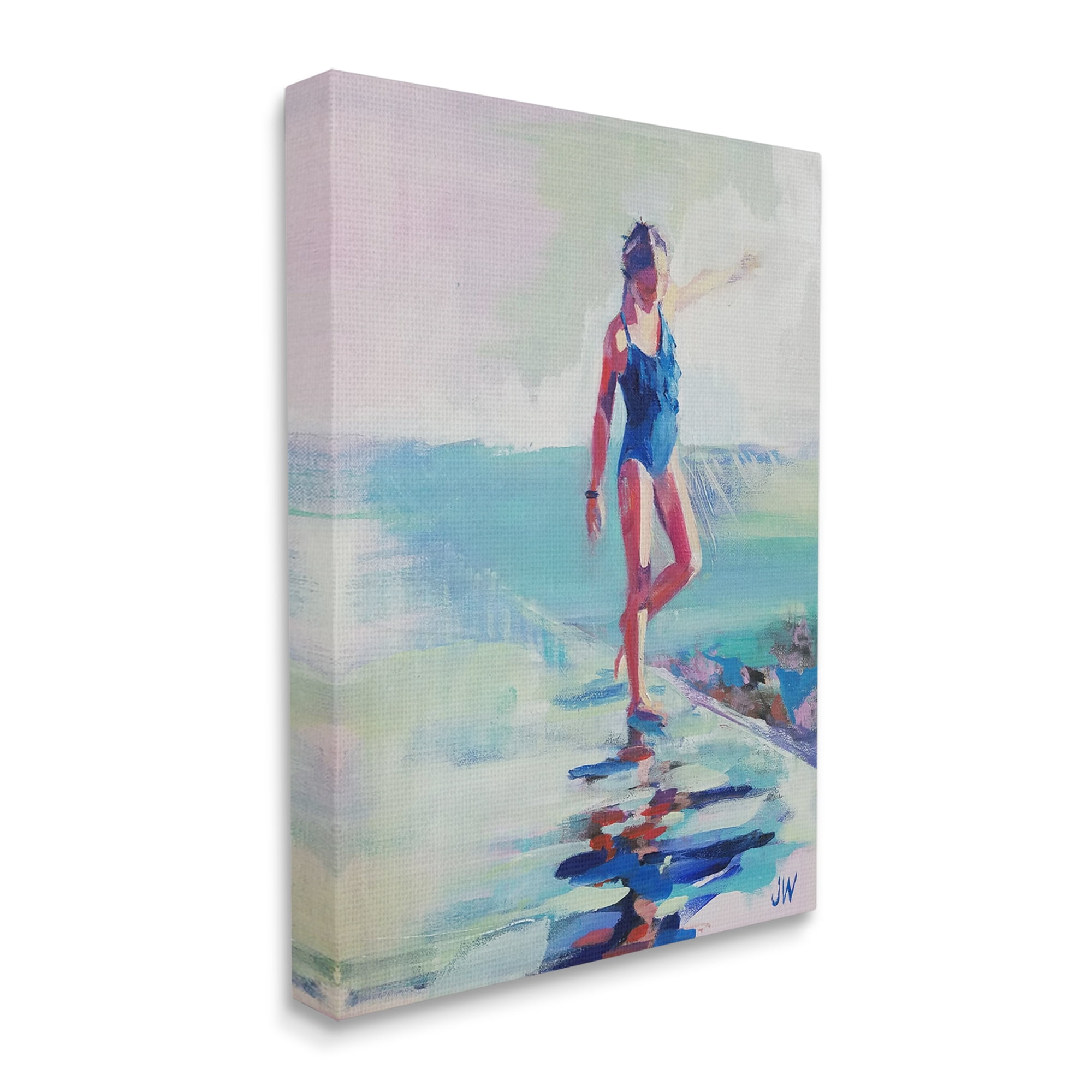 Stupell Industries Girl on Beach Abstraction Abstract Painting Gallery Wrapped Canvas Art Print Wall Art, 30 x 40
