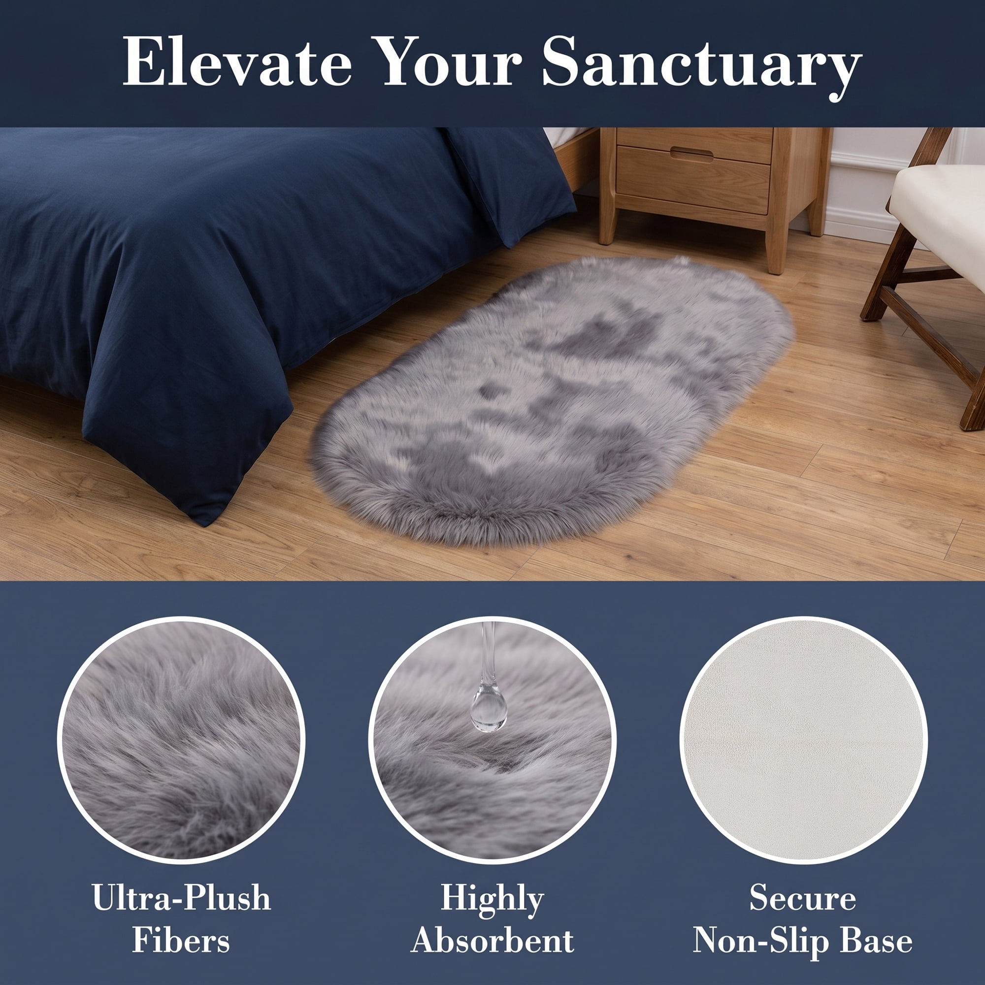 Unique Bargains Shaggy Area Rug Ultra Fluffy Non-Slip Fuzzy Carpet 35" x 24" Light Gray