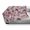 thumbnail image 3 of Flowers Soft Flannel Fleece Throw Blanket, Floral Theme Vintage Pink Peonies and Leaves Spring Nature Pattern, Cozy Plush for Indoor and Outdoor Use, 50" x 70", Pink White Olive Green, by Ambesonne, 3 of 6