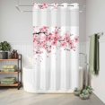 thumbnail image 6 of No Hook Shower Curtain with Built-in Rings - Pink Floral Cherry Blossom Washable Waterproof Fabric Bathroom Curtains for Hotel,Rentals, Stall 36 X 78 Inch , Spring Flower White, 6 of 9