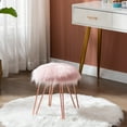 thumbnail image 6 of Duhome Mongolian Faux Fur Ottoman Round Foot Rest Stool Vanity Stool Makeup Stool with Rose Gold Metal Hair Pin Legs for Bedroom Living Room Pink, 6 of 6