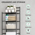 thumbnail image 5 of Behome 3-Tier Over The Toilet Storage Shelf, Bathroom Organizer Shelf Over Toilet with 6 Hooks, Freestanding Space Saver Bathroom Storage Shelves, 5 of 7