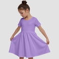 thumbnail image 2 of Gubotare Tween Dress Girls Casual Dresses Summer Crew Neck Double Layer Ruffle Sleeve Cute High Low Swing Knee wear (Purple,Size 13-14 Years), 2 of 8