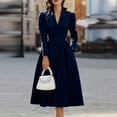 thumbnail image 3 of Women's Evening Dress Party Dress Long Sleeve French V-Neck Solid Color Waist Cinching Elegant Gown for Banquet Spring Fall,Navy,M, 3 of 4