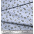 thumbnail image 2 of Soimoi Blue Silk Fabric Teddy Bear & Leaves Kids Print Fabric by the Yard 44 Inch Wide, 2 of 3