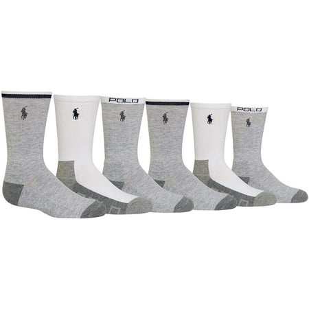Polo Ralph Lauren Boys 6 Pack Athletic Crew Socks Toddler Little