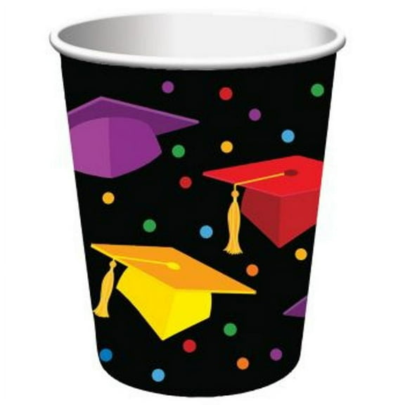 Graduation Fest 9 oz Paper hot cold Cups 18 ct "Congratulations Grad" Party