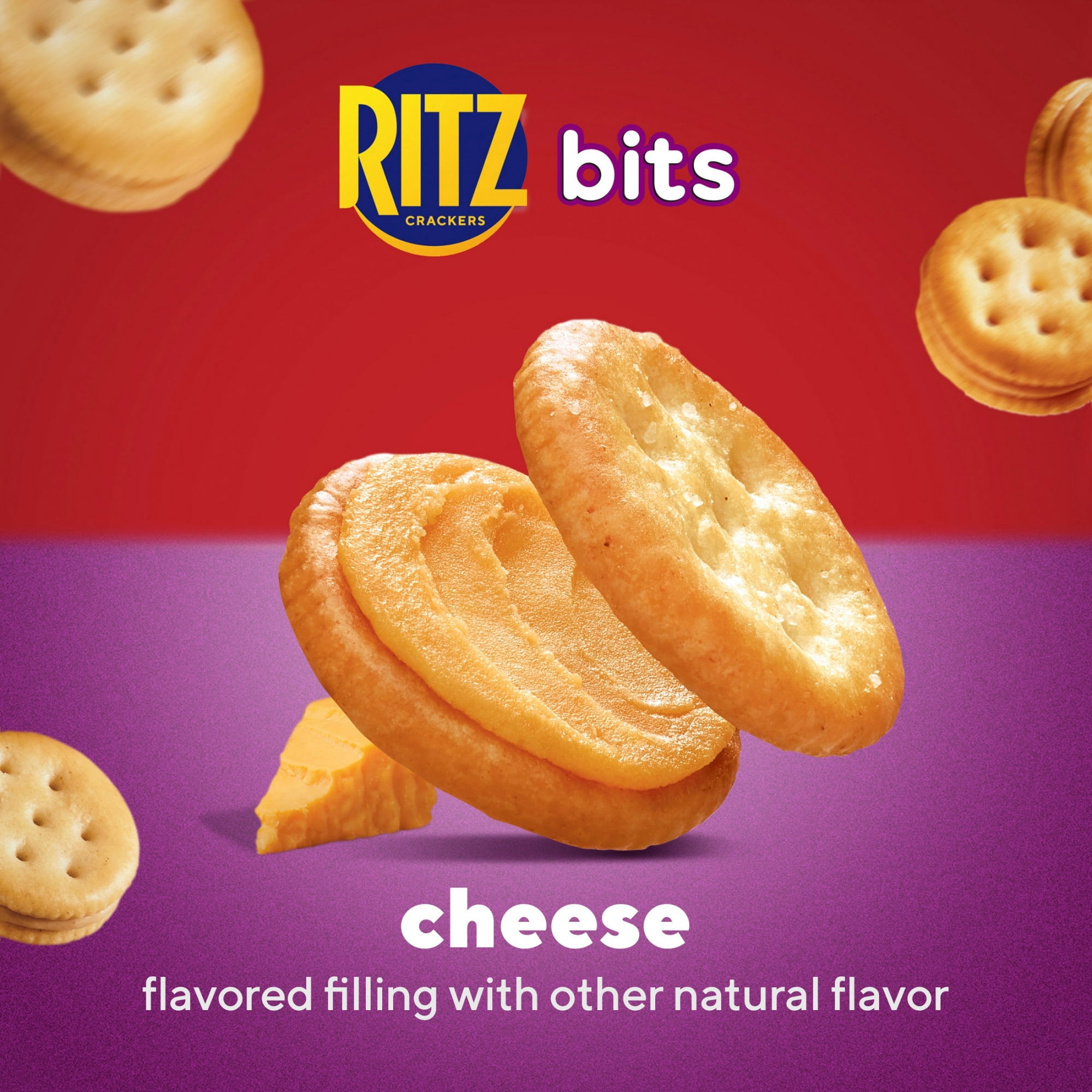 RITZ Bits Cheese Sandwich Crackers, Lunch Snacks, 10 Snack Packs School Snacks, With Olive Green Bowl By ValueNest