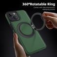 thumbnail image 5 of Allytechgroup Magnetic Case for iPhone 14, Built-in Invisible 360° Rotatable Kickstand, Compatible with MagSafe, PU Leather Slim Shockproof Protective Phone Case Cover, Darkgreen, 5 of 7