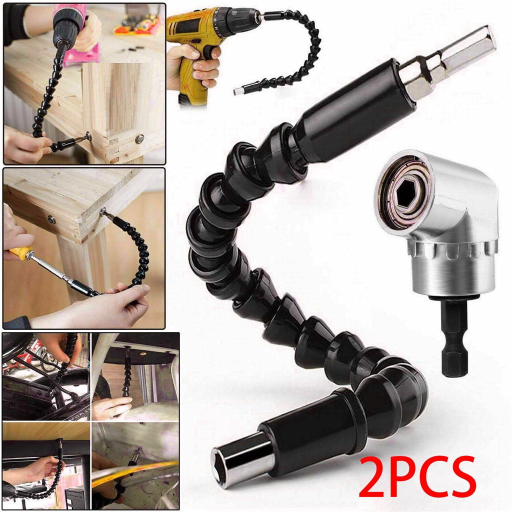 Details about   2pc Right Angle Drill Bit Holder Flexible Shaft Extension Screwdriver Bit Holder 