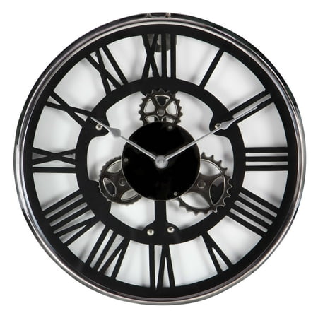 Contemporary Matte - Decmode Contemporary 18 Inch Matte Black Open Design Round Wall Clock