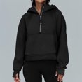 thumbnail image 3 of Sudadera Sudadera recortada para mujer Sudadera con capucha corta de manga larga informal Primavera Otoño Ropa deportiva Ygjytge Negro S para Mujer, 3 of 6