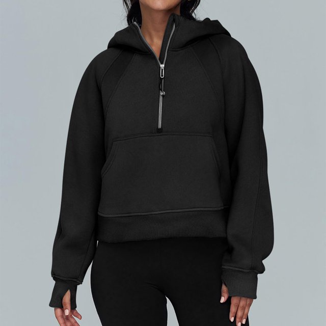 Sudadera Sudadera recortada para mujer Sudadera con capucha corta de manga larga informal Primavera Otoño Ropa deportiva Ygjytge Negro Xxl para Mujer