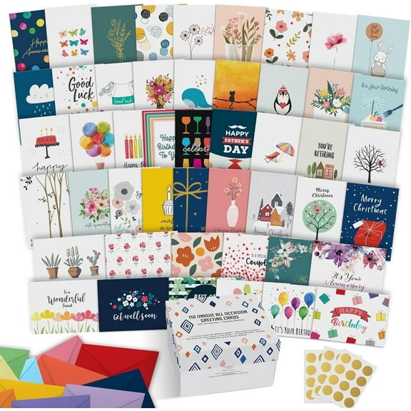 Dessie 110 Greeting Cards with Unique Designs for All Occasions, 4” x 6”