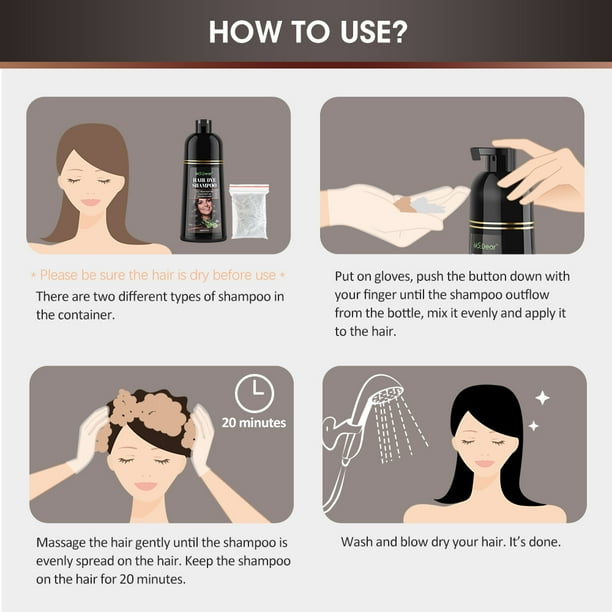 Democe Black Hair Dye Shampoo 3 in 1 for Gray Hair Natural Herbal