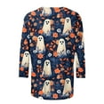 thumbnail image 3 of Enjoytime Winter Shirts for Women Cute Ghost Printed Round Neck 3/4 Sleeve Halloween Blouses Casual Loose Womens Plus Size Tops, 3 of 4
