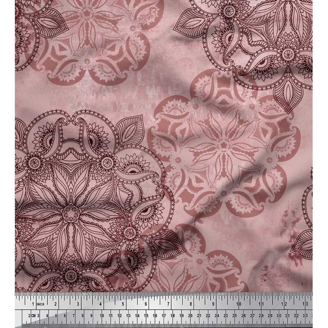 Soimoi Moss Georgette Fabric Mandala & Paisley Ethnic Print Fabric by Yard 42 Inch Wide