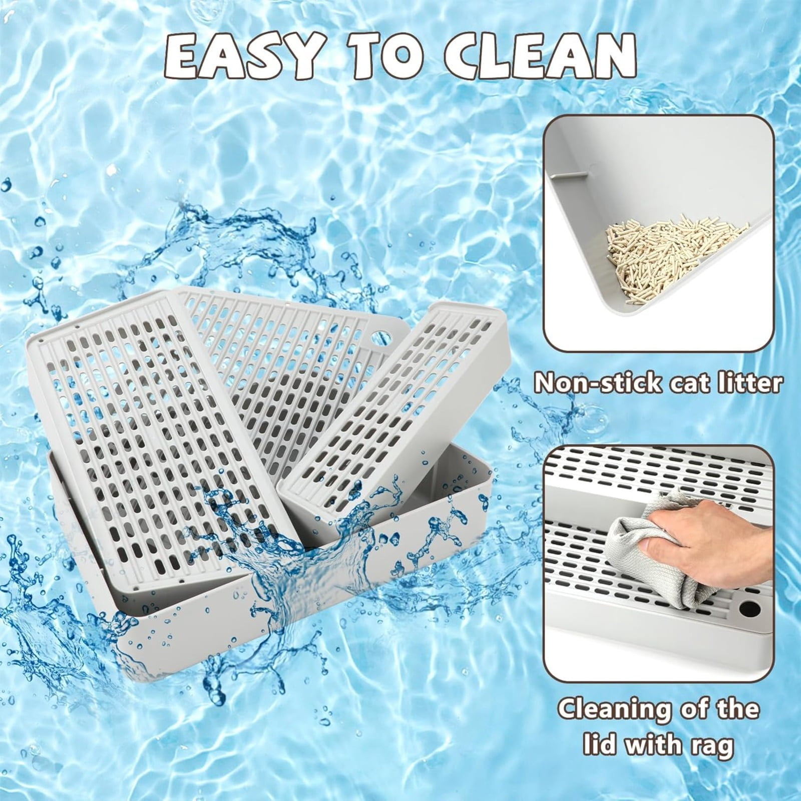 Adjustable Litter Box Step Ramp, 3-Step Litter Catcher Tray, for Auto Litter Robots, Easy Clean, for Kittens and Senior Cats
