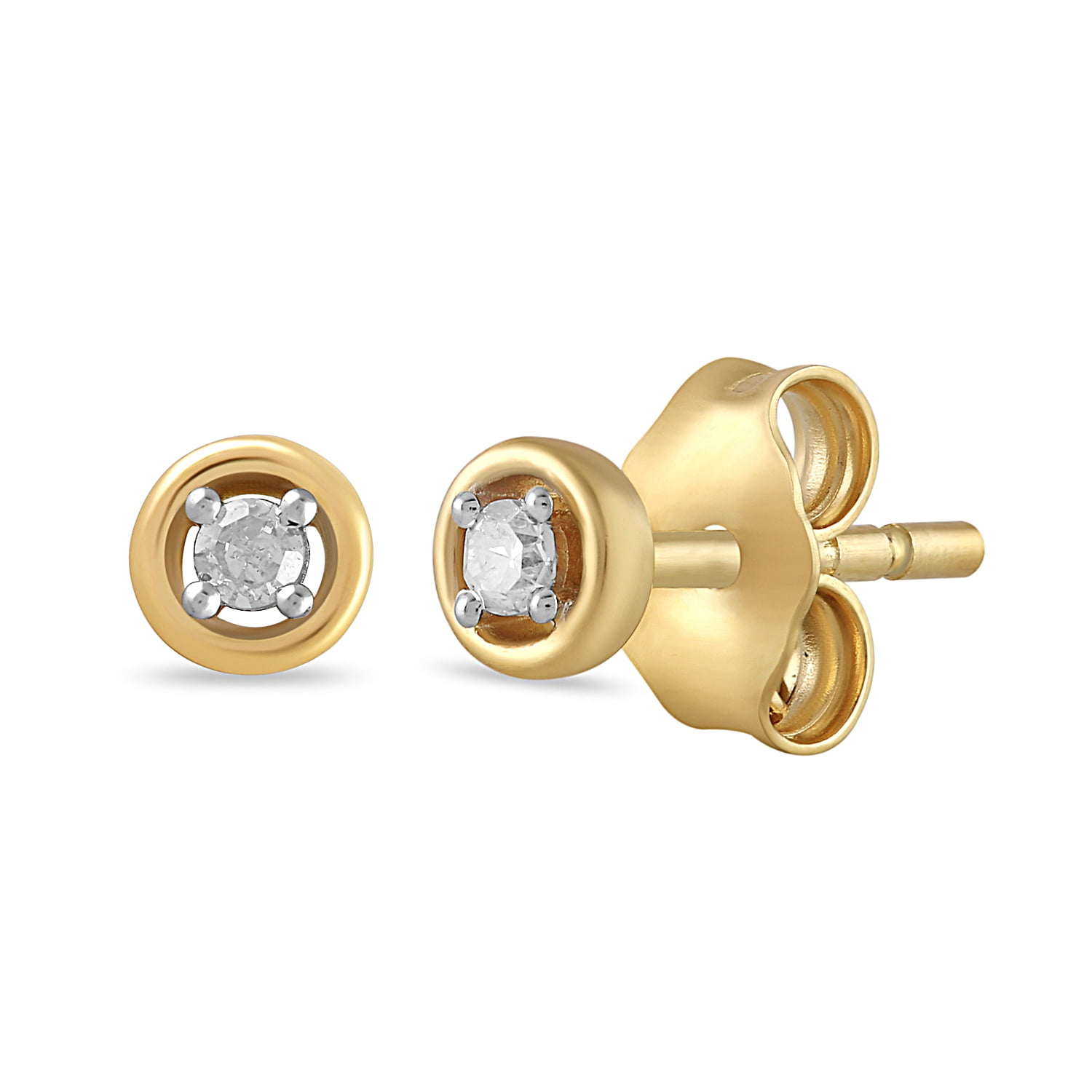 Brilliance Fine Jewelry 3-Pair Stud Earring Set, Lab-Grown Diamonds, Yellow Gold-Plated Silver
