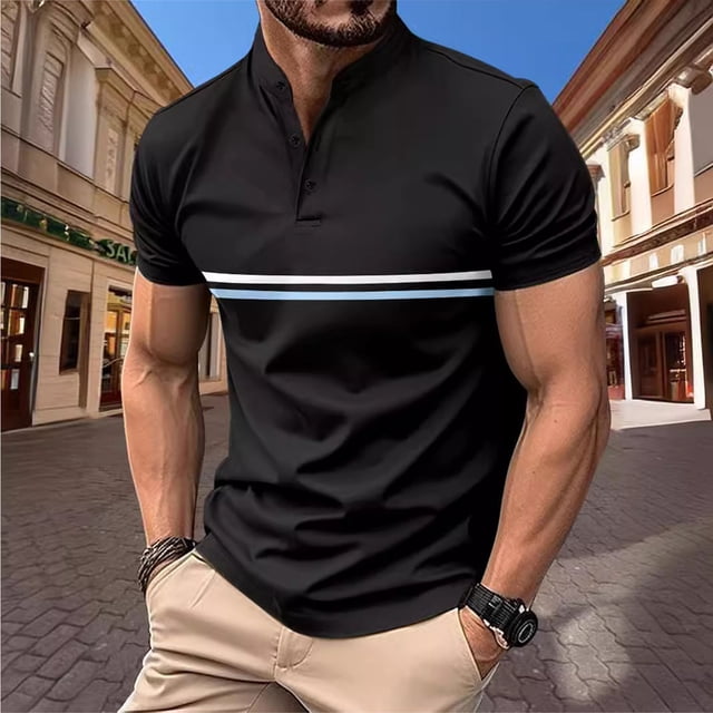 pstuiky camisetas para hombre, Camisa informal de manga corta con solapa y botones para hombre, color liso, para ejercicio camisas casuales para hombre xxxl