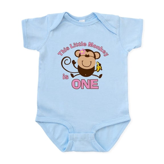 CafePress - Little Monkey 1St Birthday Gir Baby Light Bodysuit - Baby Light Bodysuit, Size Newborn - 24 Months