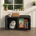 thumbnail image 3 of fazzn 2-in-1 Outdoor Cat House & Storage Bench, Weatherproof Litter Box Enclosure with Cat Door, Durable Resin Pet Shelter for Indoor, Easy Assembly.Black /Brown,Father's Day Gift, 3 of 9