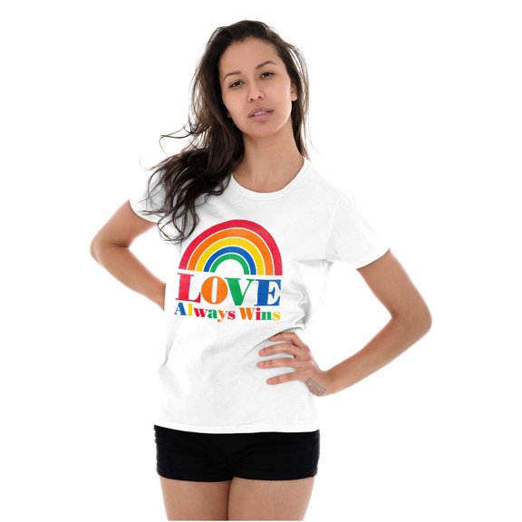 Vintage Love Always Wins Rainbow Womens Slim Fit Graphic Tee Brisco Brands L