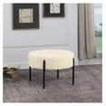 thumbnail image 2 of Gexandy Modern Metal Round Ottoman Home Décor Upholstered Round Foot Rest Ottoman - Cream, 2 of 6