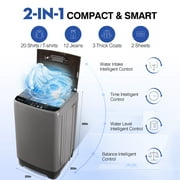 Full Automatic Washing Machine with LED Display, 20 lbs Portable Washing Machine, 10 Washing Programs & 8 Water Levels Selections, Grey