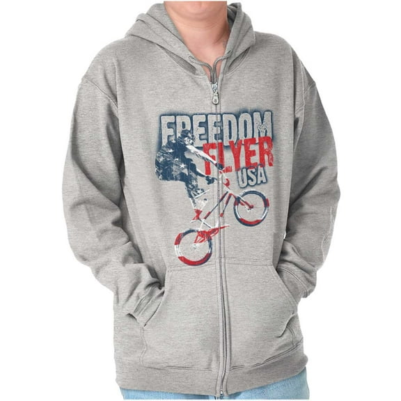 Freedom Flyer Cool American BMX Biker Zip Up Hoodie Men's Women's Brisco Brands X
