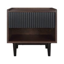 Manhattan Comfort Duane Nightstand from Engineered Wood in Dark Brown and Black
