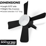 Bell+Howell Socket Breeze Socket Fan Light with Remote, Portable Small Ceiling Fans with Lights for Bedroom, Kitchen, Living Room, Ceiling Fan with Light 3500K, 1000 Lumens, Screws into E26/E27