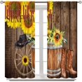 thumbnail image 4 of Sunflower Curtains, Farmhouse Vintage Wood Panel Western Cowboy Sunflower Floral Prints Blackout Rod Pocket Window Treatments Drapes for Kitchen Bedroom Living Room42x54in, 4 of 6