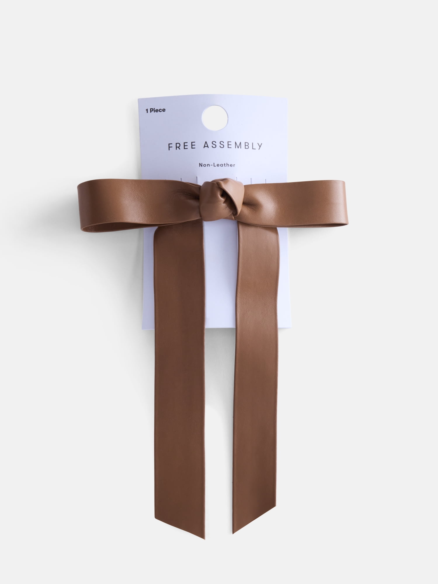 Free Assembly Women's Faux Leather Bow Barrette, Brown