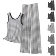 thumbnail image 2 of Bosfbaoi Plus Size 2 Piece Sets For Women Striped Tank Top Elastic Waist Trousers Loungewear Sets Pajama Set, 2 of 5