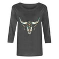 thumbnail image 4 of PNTUTB Women's 3/4 Sleeve Western Style Printed Casual T-shirt, 4 of 6