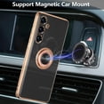 thumbnail image 4 of Electroplated Magnetic Ring Holder Case for Samsung Galaxy S24, 360 Degree with Rotation Metal Anti-Drop Finger Ring Holder Magnet Car Holder Soft Slim Silicone Shockproof Cover - Black, 4 of 18
