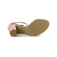 thumbnail image 5 of BLISSFUL STEP Women's Shoes Flower Print Open Toe Block High Heels Summer Sandals Blue White 11, 5 of 7