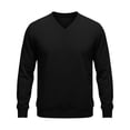 thumbnail image 5 of Men's Sweatshirts Trendy Long Sleeve V-Neck Pullover Fall Winter Casual Ribbed Cuffs Solid Color Sweatshirt for Daily Wear Black XL, 5 of 7