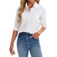 thumbnail image 3 of Vividaire Womens Button Down Shirts Oxford Cotton Long Sleeve Collared Work Office Blouses Tops, 3 of 10