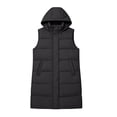 thumbnail image 4 of hotojiny Kids Long Puffer Vest Girls Boys Quilted Hooded Sleeveless Coat Thicken Button down Zip up Padded Outerwear Vests(Black,10-11 Years), 4 of 9