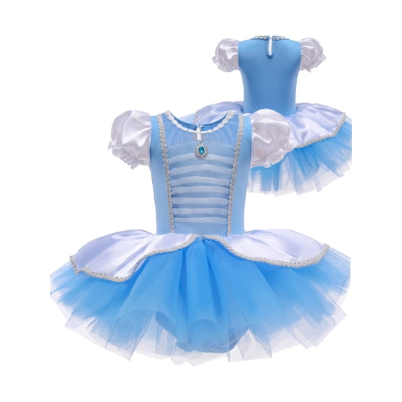 ATAIKU 3-9Y Kids Girls Princess Ballet Dress Short Sleeve Leotards Skirted Tutu Dancewear Halloween Christmas Party Dress
