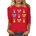thumbnail image 2 of Fartey 2025 Easter Shirts for Women Cute Bunny Print 3/4 Sleeve Tops Slim Fit Crew Neck Tunic Blouse Plus Size Summer Casual Tees Loose Comfy Holiday T Shirts Red S-5XL, 2 of 5