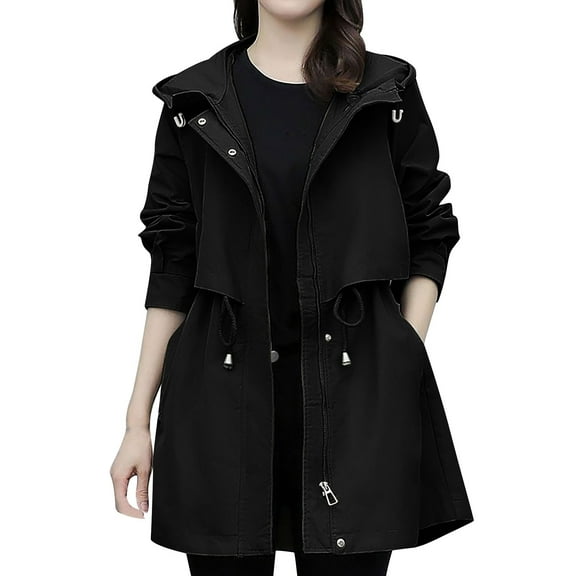 mihongmao Up to 60% off! Winter Jackets for Women Women's New Casual Fashion In The Long Thin Coat Temperament Casual Coat,Womens Tops Plus Size Black XXXXL