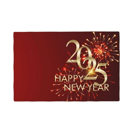 

Table Placemats Set of 6 - Happy New Year 2025 12x18 In Faux Linen Double Heat Resistant Place Mats Cloth Indoor/Outdoor Placemats Washable Table Mats for Dining Kitchen Party