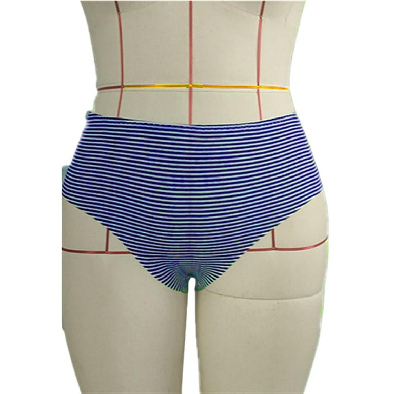 UPAIRC Womens Striped Panties Seamless Briefs Knickers Plus Size Blue 3XL