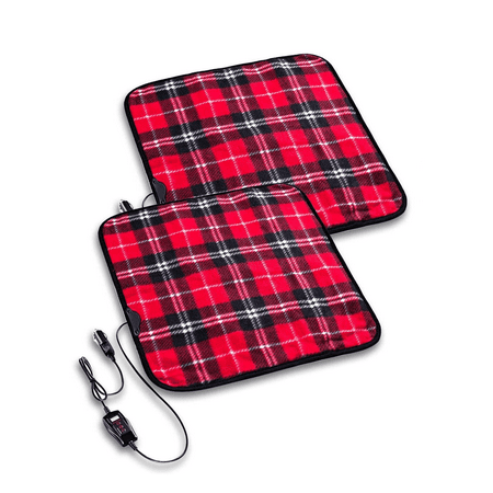 Heated Travel Car Pad Zento Deals 2 Piece 12V Red Electric Warm Pad, Relieves Back Pain, Fleece Material, Perfect for Travelling and Winter Season, Non-Flammable