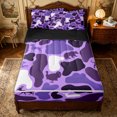 thumbnail image 2 of Erosebridal Modern Camo Zipper Queen Comforter Set with Fitted Sheet and 2 Pillowcases for Boys Men, Forest Animal Silhouette Print Zipper Bedding Set, Purple, Black Reversible, 4pcs, 2 of 7